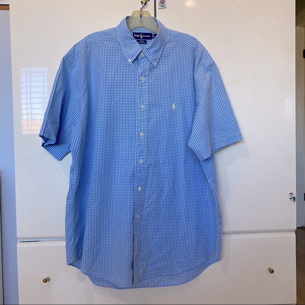 Blue gingham Ralph Lauren shirt sleeve shirt